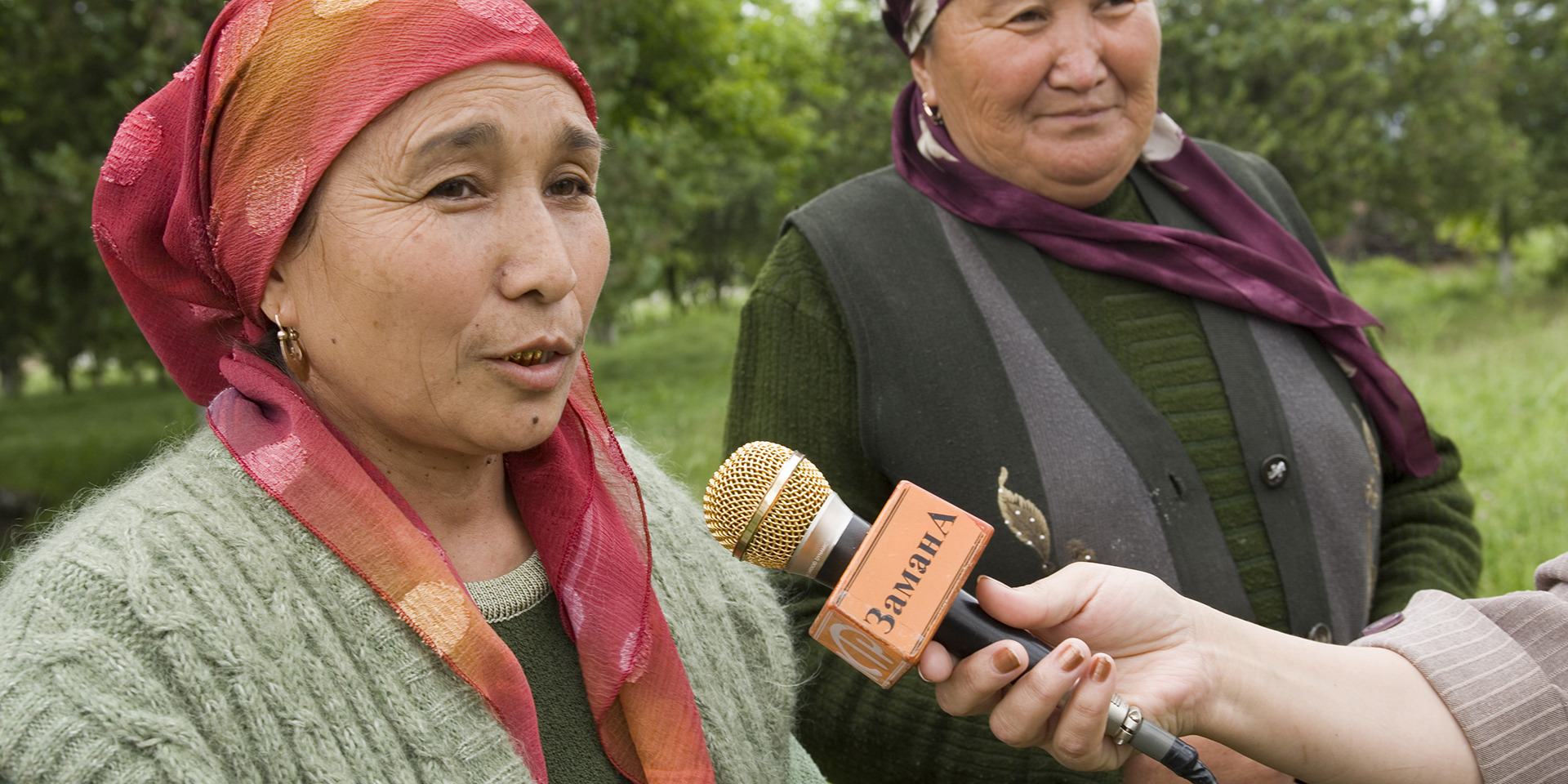 A woman being interviewed.