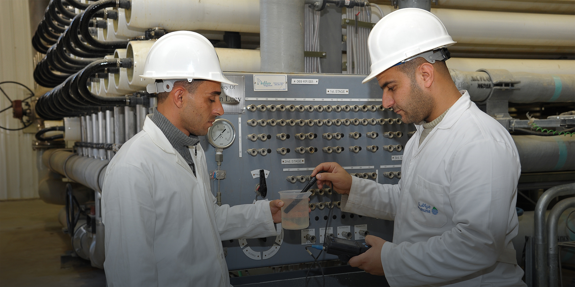 men in Jordan water testing facility
