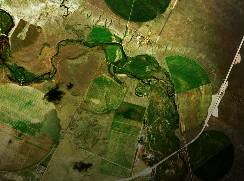 Overhead shot of circular farms in South Africa