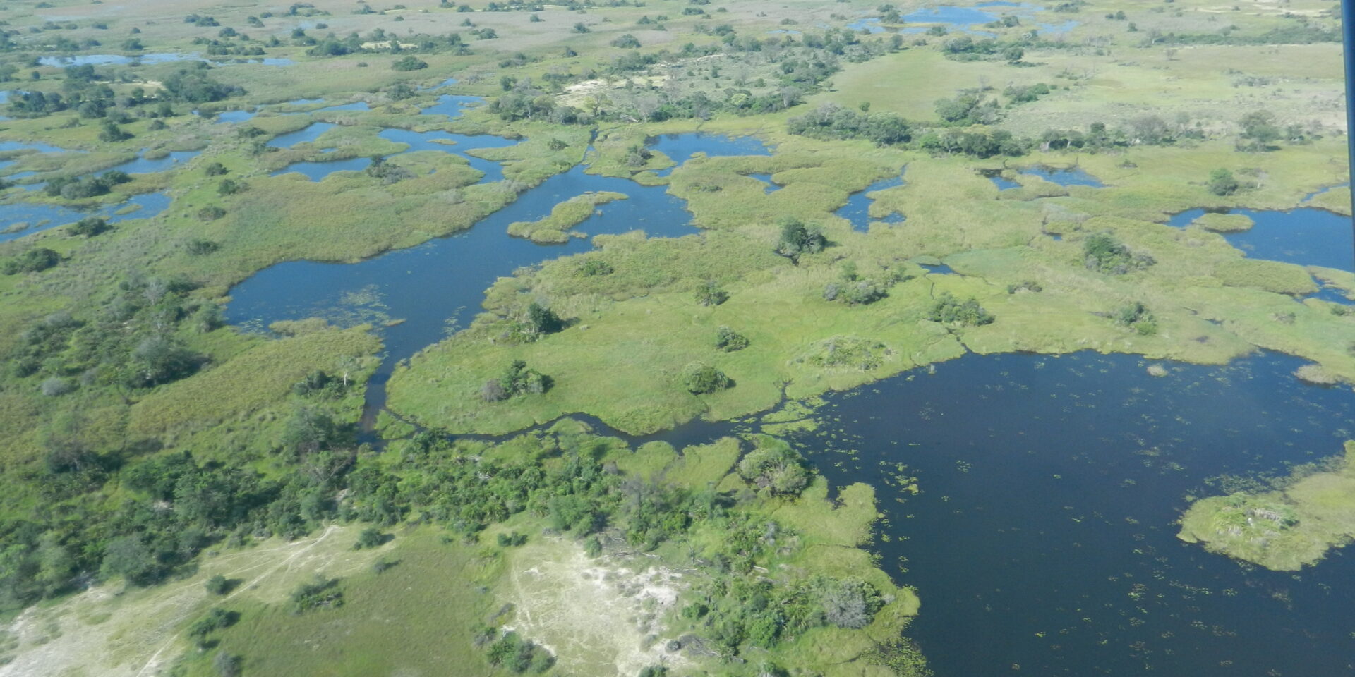 Aerial view of the Cubango-Okavango River Basin
