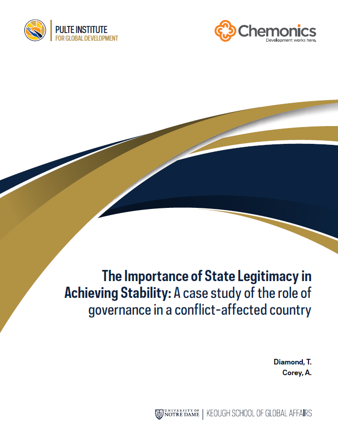 Cover page of a report with two logos at the top and a dark gold and navy blue wave graphic in the middle