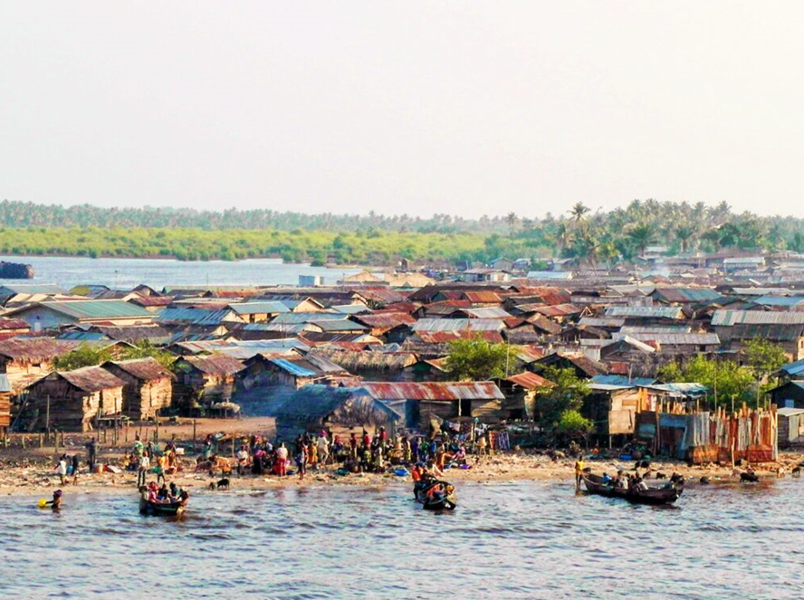 A landscape photo of a village near a lagoon in Nigeria
